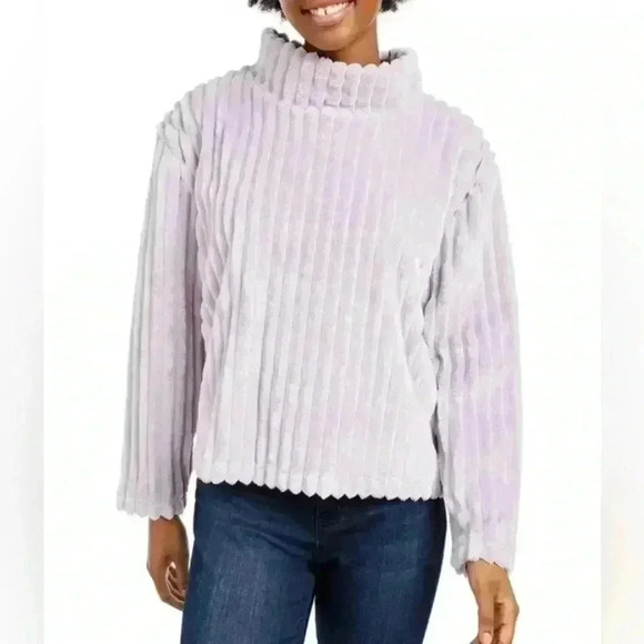 Planet Gold Junior's Cozy Mock Neck Ribbed Top Purple Size Small, Like New - Picture 2 of 6